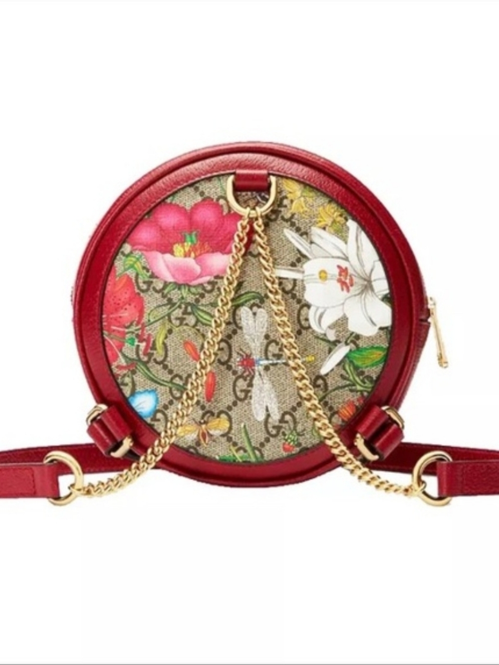 Gucci Red Floral Round Crossbody Backpack - Picture 4 of 15